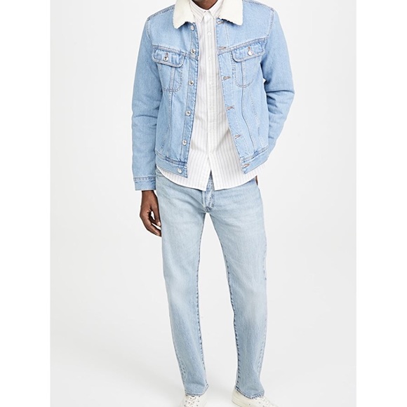 A.P.C Julien Faux Shearling-trimmed Denim Jacket - Picture 4 of 10